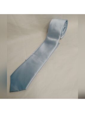 New Q Brand Light Blue Men's Tie And Pocket Square Microfiber